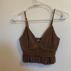 urban outfitters brown crop peplum tank top size xs